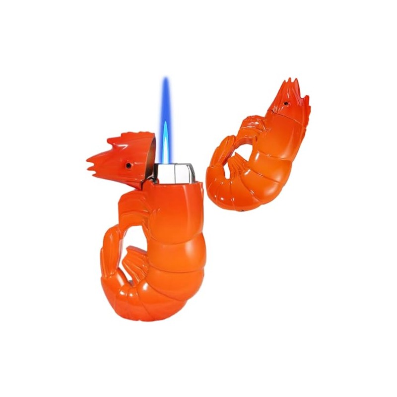 Torch Lighter, Unique Creative Prawns Design Butane Lighter, Windproof Adjustable
