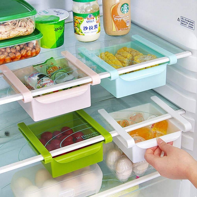 EZONEDEAL Fridge Drawer Organizer, Retractable Drawer Refrigerator Storage Box, Unique