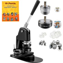 Happybuy Button Maker Machine, 1.25"/2.25" Badge Punch Press Kit, DIY Pin Maker for Kids, Includes 500 Button Parts, Circle Cutter & Magic Book, Multi-Size, All-in-One Set