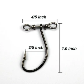 Unclesport 50 Pieces SpinShot Drop Shot Hook Swivel Fishing Hooks High Carbon Steel Fishhook Worm Hook for Feeder Carp Bass Perch Catfish