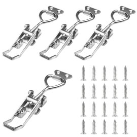 Set of 4 Stainless Steel Tension Latches, Adjustable Toggle Latches, Toggle Lever Tensioner, Stainless Steel Lever Lock, Box Closure, Tension Latch for Boxes, Cupboards, Doors with Screws