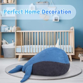 Bean Bag Children's Toy Stuffed Toy Storage Large Size Extra Soft for Boys Girls Storage Organiser with Zip Storage Bean Bag for Clothes (Cover Only) Blue Whale
