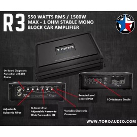 Toro Tech Audio – R3, 550 Watts RMS – Monoblock Car Subwoofer Amplifier