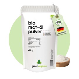 GreenOrganic Organic MCT Oil Powder Coconut Vegan, Lactose Free, Keto, Bulletproof, C8/C10 MCT, Neutral in Taste - 400 g
