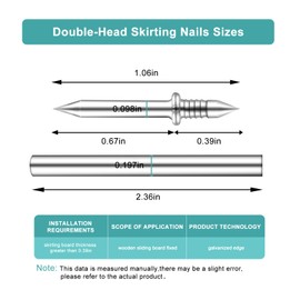 300 Pcs Krttwwx Double-Head Skirting Thread Seamless Nail, Double-Headed Nails, Invisible Screws & Specific Sleeve Tool, for Seamless Skirting Thread with Solid Wood Baseboard.