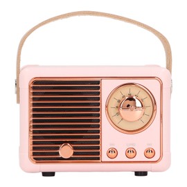 ASHATA Retro Speaker, Compact Vintage Speaker Radio with Card for Outdoor Desk Bedroom Office Party
