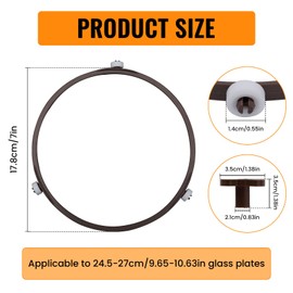 7in Microwave Oven Tray Roller Ring, Microwave Turntable Ring with Rotating Core Glass Plate Tray Support Holder Microwave Spinner Replacement for 9.65-10.63in Glass Plates