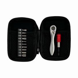 Velo-Tool Bicycle 1/4 Drive Mini Ratchet Set with Organizer Case with EVA Construction, Waterproof Protection, Multiple Compartments
