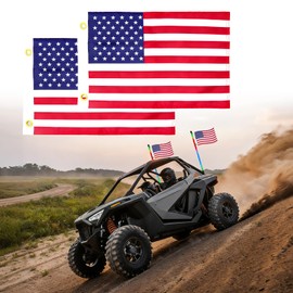 2 Pack 12"x18" Double Sided USA Dune Whip Flags for UTV ATV | double sided, fit whip lights & flag poles, universal for Jeep RZR Polaris Truck Boat Can-Am 4X4 off-road vehicles