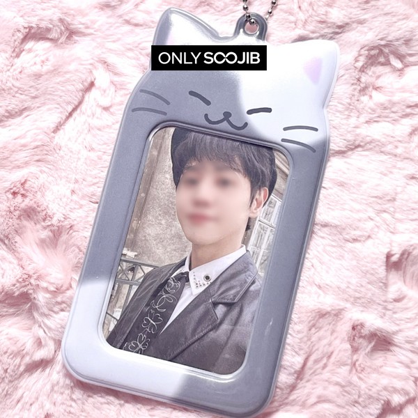 DUCKY WORLD Jelly Meow Meow Grey Cat Photo Card Holder