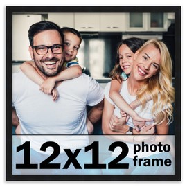 CountryArtHouse 12x12 Frame Black Solid Pine Wood Picture Frame Includes UV Acrylic Plexiglass, Acid Free Foam Backing Board and Hanging Hardware