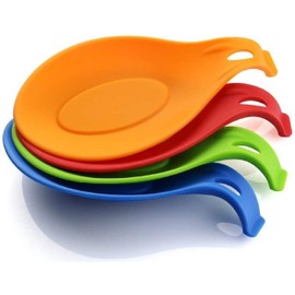 iNeibo Silicone Spoon Rest for Stove Top Set of 4 – Heat-Resistant Cooking Spoon Rest for Spatula, Spoons or Tongs, Framhouse Decor, Housewarming Gifts