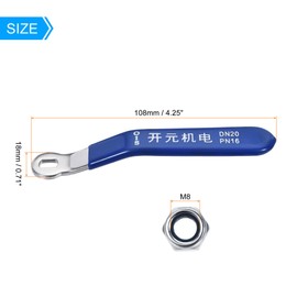 sourcing map Lever Handle Iron Chrome Plated Replacement with Plastic Grip Blue for DN20 Ball Valve 3Pcs
