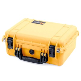 Pelican color Case Yellow Pelican 1450 case with Black Handle & latches. with Foam.