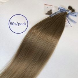 GOOFIT Nanoring Real Hair Extensions, 56 cm Nanoring Real Hair Extensions, 100% Human Hair Extensions - 1 g/Strand, 50 g / 50 Strands - (Length 56 cm, Colour #16 Honey Golden)