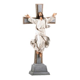 Joseph's Studio by Roman – 15" Risen Christ Tabletop Crucifix, Easter Decoration, Christian Religious Home Décor