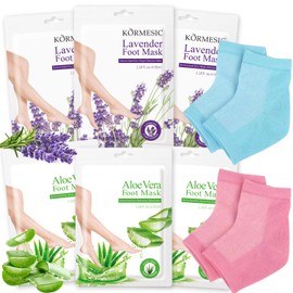 6 Pairs Foot Mask (Aloe Vera + Lavender) with Moisturising Heel Socks