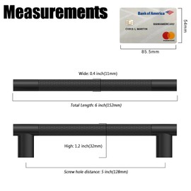Coinkoly 10 Pack 5 Inch(128mm) Cabinet Pulls Matte Black Knurled Kitchen Cabinet Handles Drawer pulls for Kitchen Bathroom Closet Dresser Cabinets