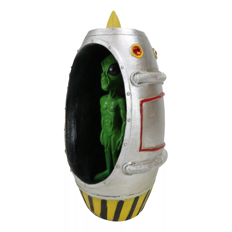 Ebros Gift UFO Green Alien In Spaceship Capsule Backflow Incense