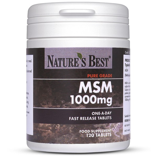 Pure MSM 1000mg Fast-Release Tablets - 120 Tablets, 1-a-Day for 4 Months - Natural Source, Non-Toxic & Long-Term Safe - Fast-Release, Taste-Free, One-a-Day Formula