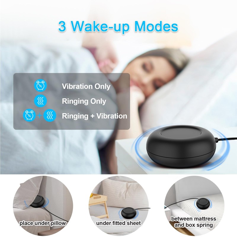 UPOWA Extra Loud Alarm Clock with Bed Shaker for Heavy