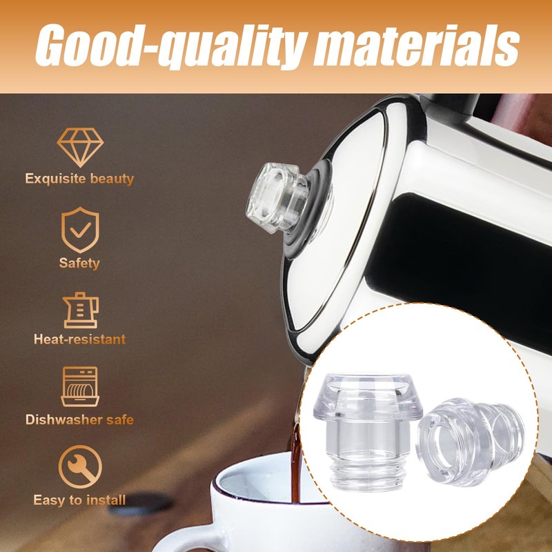 2 Sets Coffee Percolator Tops & Gaskets, Transparent Percolator Pot