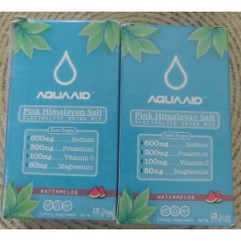 Aquaaid/Pink HimalayanSalt/Electrolyte Drink Mix/15 Sticks/Watermelon/2 Pack