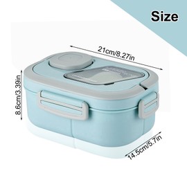 YTSMFL Bento Boxes, Blue Leakproof Lunch Box Set with Cutlery Reusable Bento Box with Compartments Bento Lunchbox Packlunch for Adults Kids