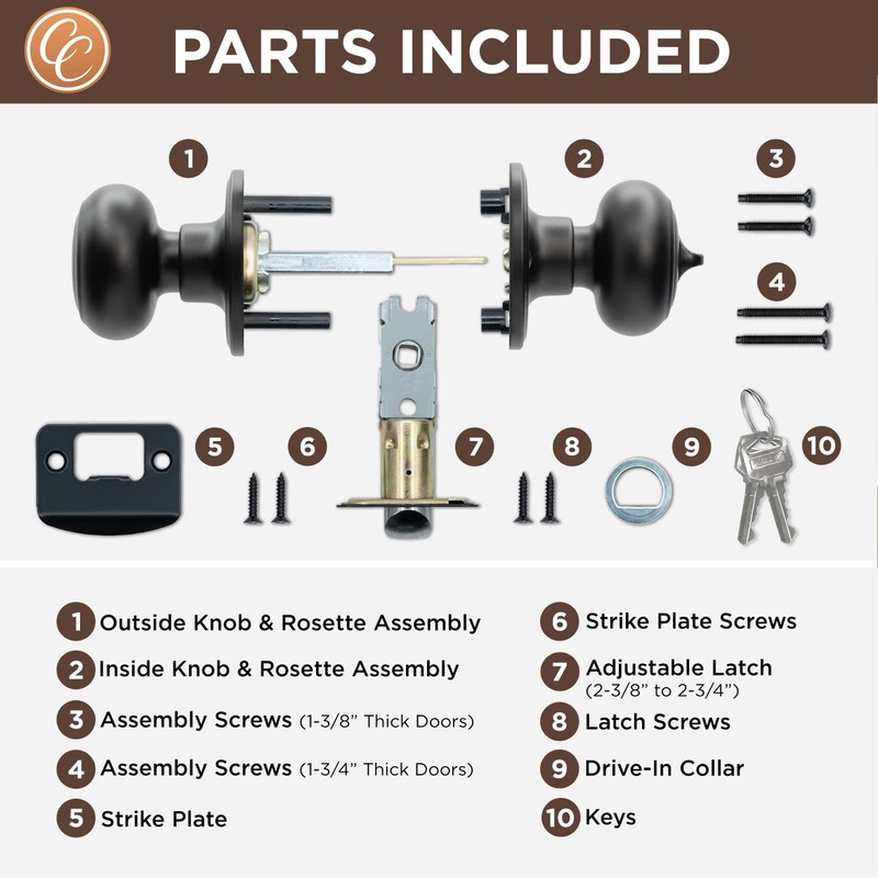 Copper Creek CK2040BC Colonial Door Knob with Key Entry Function