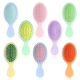 8 Pcs Mini Brush for Hair, Mini Wet Brush Travel Detangling Brush for Kids, Small Hair Brushes for Women and Men of All Ages, Air Cushion Massage Comb for Travel, Home, Work, School and Gym (8 Colors)