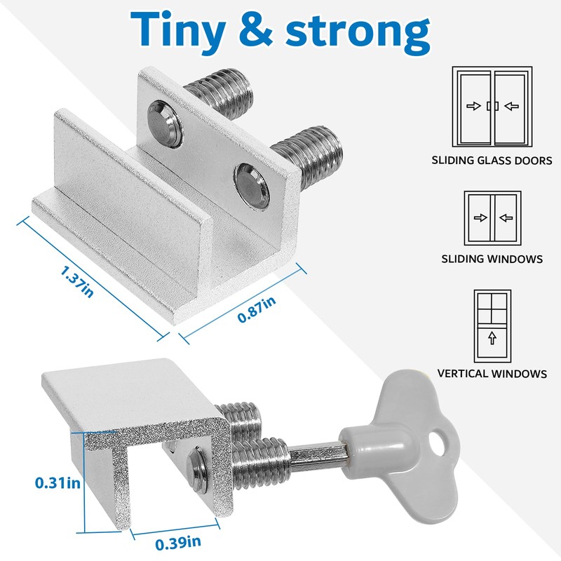 4 Sets Sliding Window Locks with Key, Window Locks for