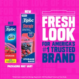 Ziploc Gallon Food Storage Bags, Stand-Up Bottom, Easy to Fill, 22 Count (Packaging May Vary)