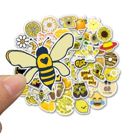 Yellow Stickers for Water Bottles 51 Pack, Cute Funny Stickers for Teens, Girls, Perfect for Waterbottle, Laptop, Phone, Travel Vinyl Stickers
