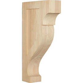 Ekena Millwork CORW03X10X18RKRW Extra Large Rockport Wood Corbels, 3 1/8"W x 10"D x 18"H, Rubberwood