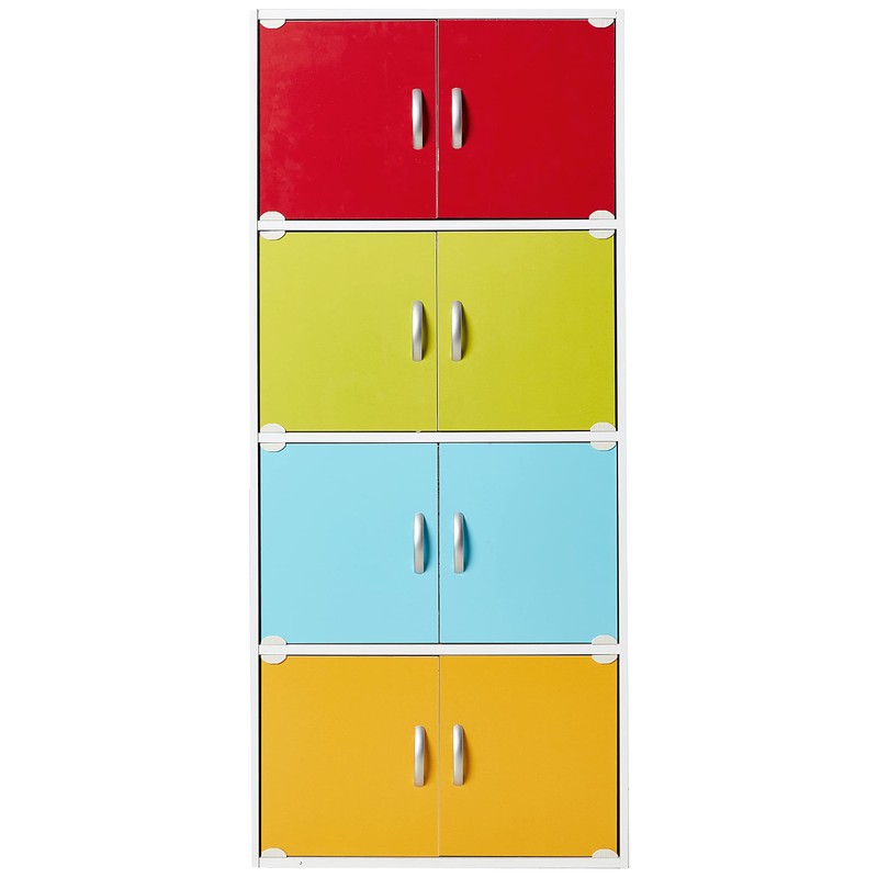 Hodedah Bookcase, 4 Shelf, Rainbow