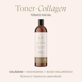 Collagenic Tónico Limpiador de Poros Anti-Imperfecciones con Agua de Rosas, Niacinamida, Ácido Hialurónico, Colágeno y Vitaminas E y C | Remueve Impur