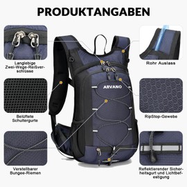 Arvano Bicycle Backpack Lightweight Ski Backpack Small Hiking Backpack MTB Bicycle Backpacks 15L Multifunctional Running Backpack for Men and Women, Arctic Blue