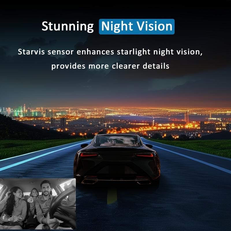 1080P Dash Cam, Dual-Camera Tachograph - Infrared Night Vision, Loop