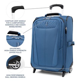 Travelpro Maxlite 5 Softside Expandable Upright 2 Wheel Carry on Luggage, Lightweight Suitcase, Men and Women, Ensign Blue, Carry On 22-Inch