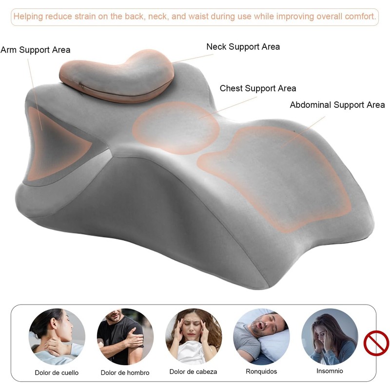 Wedge Intimacy Pillow for Couples Memory Foam Lift Pillow, Grey
