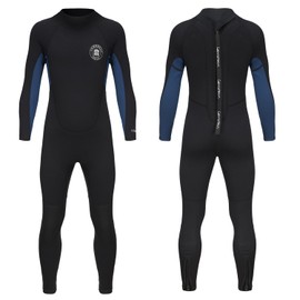 Lemorecn Wetsuit Kids 3mm Back Zip Full Wetsuit for Boys Girls Toddlers(CA4131blacknavy-8)