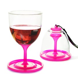 Asobu VT13-9228 StackNGo Unbreakable Wine Glasses,Pink, Set of 2