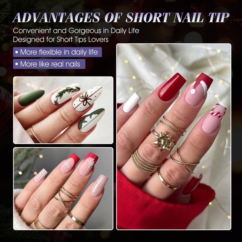 Gelike EC Nail Tips, Pack of 552 Transparent Fake Nails,