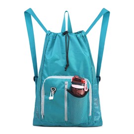 BeeGreen Drawstring Backpack Sports Bags Workout Gifts Bag Gym Gear Backpack for Men Women Swim Bags for Swimmers Pool Beach Backpack Lake Blue