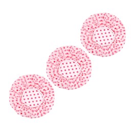 3 Pcs Shower Caps, Reusable Bath Cap with Elastic Band, Waterproof Plastic Shower Caps for Women, Men, Kids (Red)