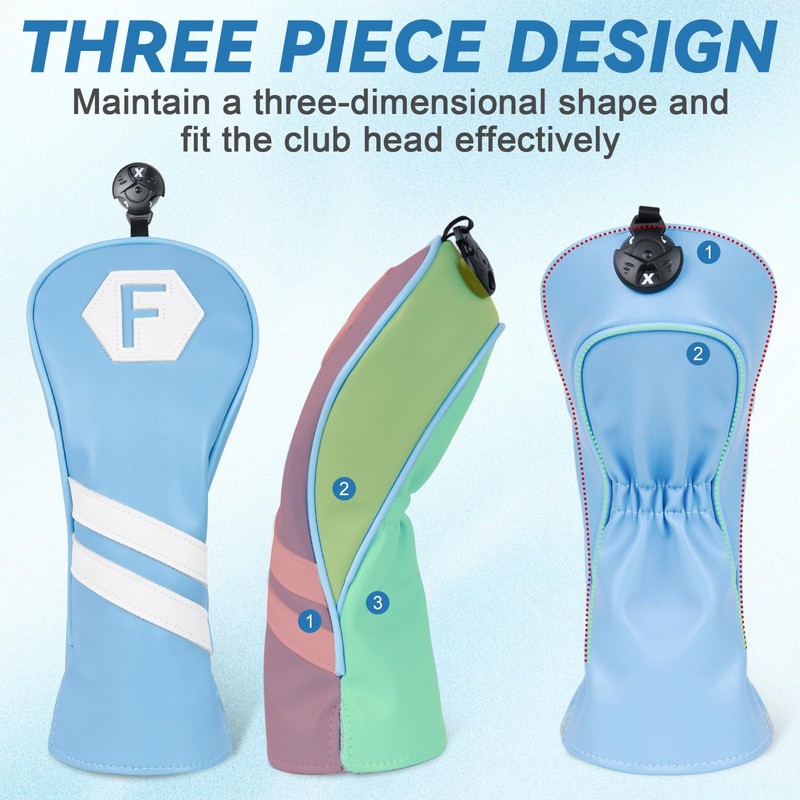 Golf Club Head covers Fairway Wood FW with Interchangeable Number