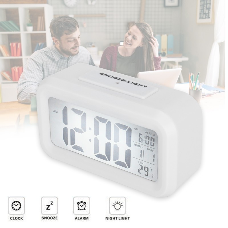 LCD Electronic Clock Large Screen Mute Smart Time Temperature Display
