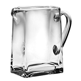Barski Handmade Rectangle Glass Pitcher with handle, With Spout, Ice Lip, 32 oz., 6.75"H, Made in Europe