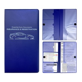 Dickno Car Registration and Insurance Holder, 10.39''×9.56'' Essential Auto Card Document Glove Box Organizer with Closure, Universal Car Interior Accessories (Blue, Small Car)