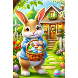 BlissYard Easter Garden Flag 12x18 Double Sided Cute Bunny Garden Flag Colorful Eggs Spring Floral Welcome Spring Yard Flag Easter Decorations Outdoor Small Flags for Easter Decor